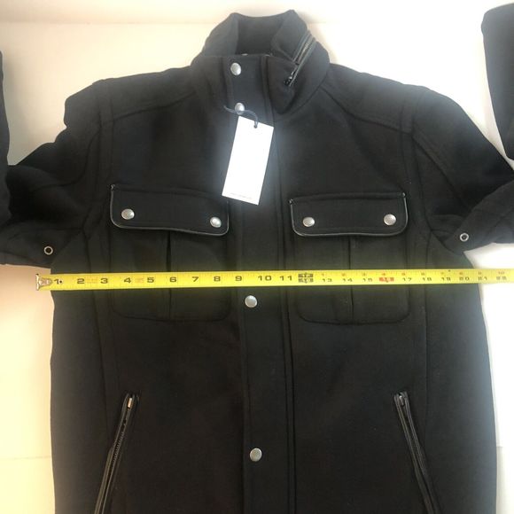 Cole Haan Men's Black Melton Wool Trucker Jacket Small NWT - Picture 14 of 16